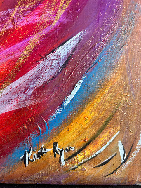 Fiery Colors Soothed by Purple original art, 28 x 22-inches, ready to hang