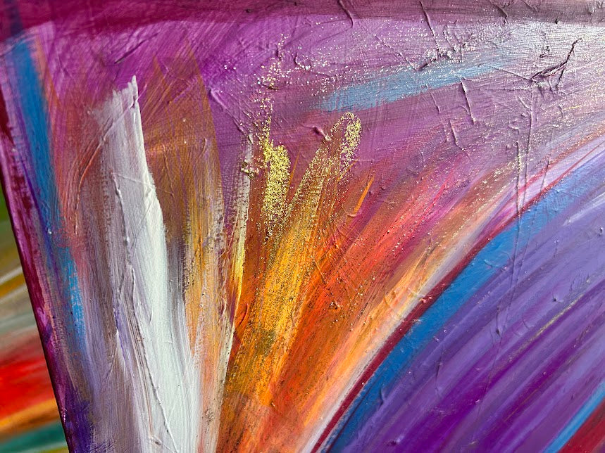 Fiery Colors Soothed by Purple original art, 28 x 22-inches, ready to hang