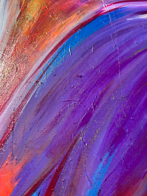 Fiery Colors Soothed by Purple original art, 28 x 22-inches, ready to hang