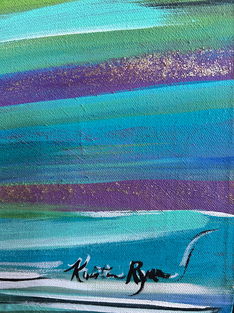 Good morning, Sunshine! acrylic on canvas framed art, glittered, 24 x 30-inches