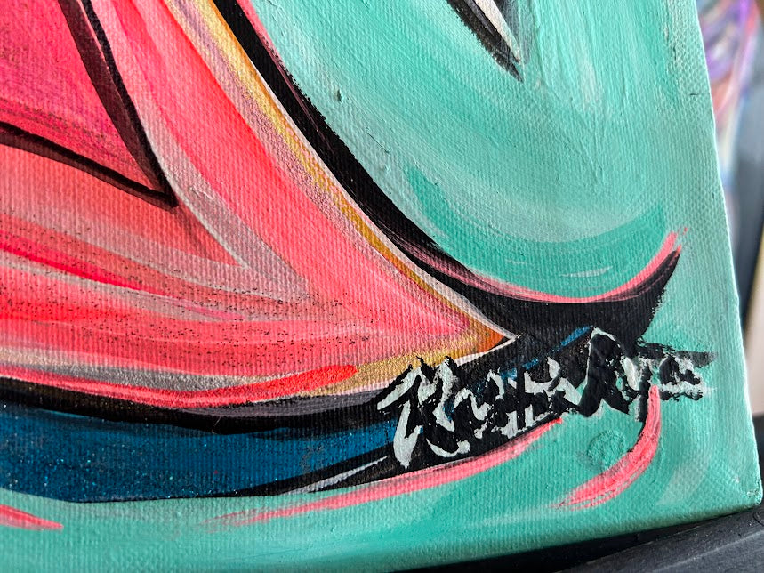 Pink Angel with Heart, acrylic on canvas, ready to hang Guardian Angel 18 x 24-inches