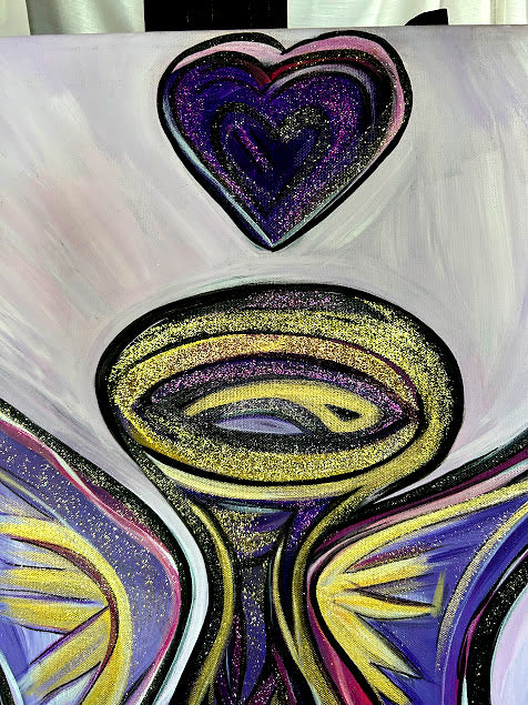 Purple Angel with a Purple Heart, original fine art, 30 x 24-inches, unframed & ready to hang