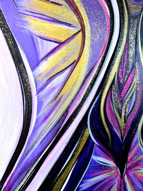 Purple Angel with a Purple Heart, original fine art, 30 x 24-inches, unframed & ready to hang