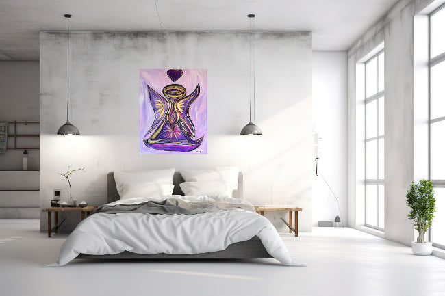 Purple Angel with a Purple Heart, original fine art, 30 x 24-inches, unframed & ready to hang