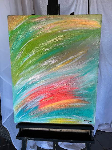 Textured Sparkling Art, Original acrylic painting, 24 x 30 inches, Shimmering subtle sparkle