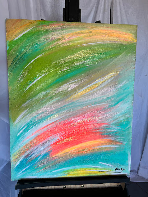 Textured Sparkling Art, Original acrylic painting, 24 x 30 inches, Shimmering subtle sparkle