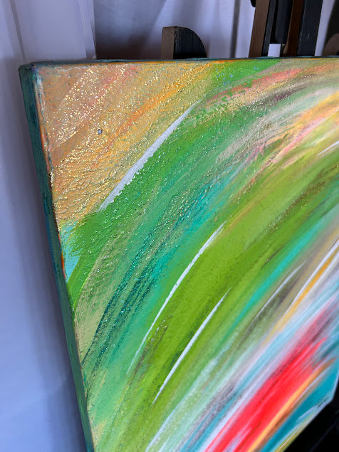 Textured Sparkling Art, Original acrylic painting, 24 x 30 inches, Shimmering subtle sparkle