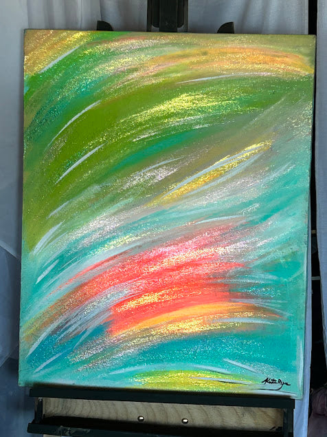 Textured Sparkling Art, Original acrylic painting, 24 x 30 inches, Shimmering subtle sparkle